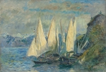 Lebourg, Albert - Barques aux grandes voiles sur le lac Léman à Meillerie en Haute-Savoie