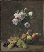 Fantin-Latour, Henri - Vase de roses, pêches et raisins
