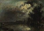 Jongkind, Johan Barthold - Blick auf Overschie im Mondschein
