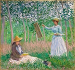Monet, Claude - Im Garten von Giverny: Blanche Hoschedé an der Staffelei und Suzanne Hoschedé beim Lesen