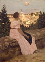 Bazille, Frédéric - Rotes Kleid (La Robe Rose)