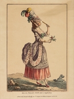 Le Beau, Pierre Adrien - Polonaise Kleid mit Aufbauschung des Rockes. (Aus Gallerie des Modes et Costumes Francais)