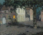 Le Sidaner, Henri - Stadtplatz in Cherbourg im Mondschein
