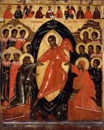 Russische Ikone - Höllenfahrt Christi mit Deësis und ausgewählten Heiligen