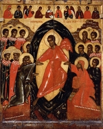 Russische Ikone - Höllenfahrt Christi mit Deësis und ausgewählten Heiligen