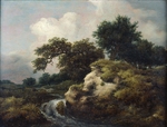 Ruisdael, Jacob Isaacksz, van - Landschaft mit Düne und kleinem Wasserfall