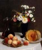 Fantin-Latour, Henri - Stillleben mit Karaffe, Blumen und Früchte
