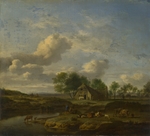 Velde, Adriaen, van de - Landschaft mit Bauernhof am Fluss
