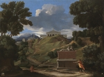 Poussin, Nicolas - Landschaft mit dem antiken Grab und zwei Figuren
