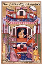 Indische Kunst - Junge Frau zu Besuch beim Wesir des Sultans
