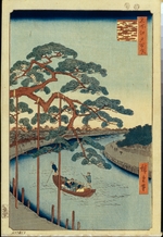 Hiroshige, Utagawa - Fünf Kiefern am Konagi-Kanal (Einhundert Ansichten von Edo)