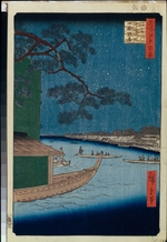 Hiroshige, Utagawa - Die Shubi-Kiefer am Ommaya-Ufer des Sumidagawa (Einhundert Ansichten von Edo)