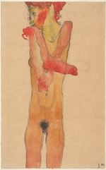 Schiele, Egon - Mädchenakt mit verschränkten Armen