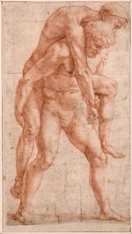 Raffael (Raffaello Sanzio da Urbino) - Junger Mann, einen Alten auf dem Rücken tragend (Aeneas und Anchises)