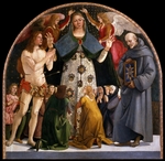 Signorelli, Luca - Madonna der Barmherzigkeit mit Heiligen Sebastian und Bernhardin von Siena