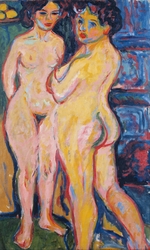 Kirchner, Ernst Ludwig - Stehende nackte Mädchen am Ofen