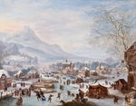 Griffier, Jan - Winterszene mit Eisläufer