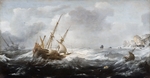 Porcellis, Jan - Schiffe im Sturm an einer felsigen Küste