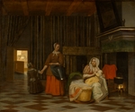 Hooch, Pieter, de - Frau mit Kind und Dienstmagd