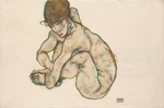 Schiele, Egon - Kauernder Mädchenakt