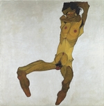 Schiele, Egon - Sitzender Männerakt (Selbstbildnis)