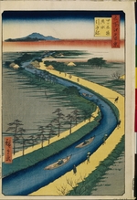 Hiroshige, Utagawa - Gezogene Boote auf dem Yotsugi-dori Kanal (Einhundert Ansichten von Edo)