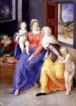 Clovio, Giulio - Die Heilige Familie mit dem Johannesknaben und der heiligen Elisabeth