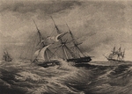 Unbekannter Künstler - Die Fregatte Kreiser und der Sloop Ladoga vor der Küste von Amerika 1823