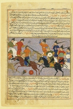 Unbekannter Künstler - Kampf zwischen Mongolen und Chinesen 1211. Miniatur aus Dschami' at-tawarich (Universalgeschichte)