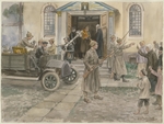 Wladimirow, Iwan Alexejewitsch - Die Beschlagnahme der Kirchenschätze durch Rotarmisten in Petrograd am 5. Mai 1922 (Aus der Aquarellserie Russische Revolution)