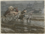 Wladimirow, Iwan Alexejewitsch - Umzug der Familie mit Habseligkeiten (Aus der Aquarellserie Russische Revolution)