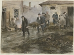 Wladimirow, Iwan Alexejewitsch - Bourgeoisie mistet jetzt Ställe aus (Aus der Aquarellserie Russische Revolution)