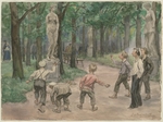 Wladimirow, Iwan Alexejewitsch - Sportwettbewerb im kaiserlichen Garten: Petrograd, Juli 1921 (Aus der Aquarellserie Russische Revolution)