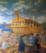 Unbekannter Künstler - Der Bau des Schildkrötenschiffs (Aus: Zehn Szenen aus dem Leben des Yi Sun-Shin)