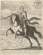 Unbekannter Künstler - Gustav II. Adolf vor einer Karte von Pommern im Hintergrund