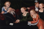 Cranach, Lucas, der Ältere - Alter Mann betört von Kurtisanen
