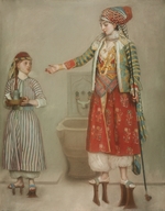 Liotard, Jean-Étienne - Eine Dame in türkischem Kleid und ihre Dienerin im Hammam