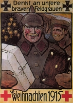 Unbekannter Künstler - Denkt an unsere braven Feldgrauen. Weihnachten 1915