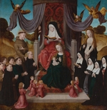 Niederländischer Meister - Madonna und Kind mit der heiligen Anna (Anna Selbdritt), heiligen Franz, Lidwina und Stiefter