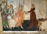 Botticelli, Sandro - Venus und die drei Grazien übergeben einer jungen Frau Geschenke