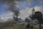Achenbach, Andreas - Ein Schlepper verlässt den Hafen von Ostende bei Flut