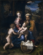 Raffael (Raffaello Sanzio da Urbino) - Die Heilige Familie mit dem Johannesknaben und der heiligen Elisabeth (La Perla)