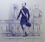 Unbekannter Künstler - Lorenz Brentano auf dem Balkon des Karlsruher Rathauses