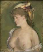 Manet, Édouard - Blonde Frau mit nackten Brüsten