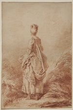 Fragonard, Jean Honoré - Junge stehende Frau, zurückblickend