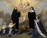 Champaigne, Philippe, de - Anna von Österreich mit Kinder vor heiligen Dreifaltigkeit mit heiligen Benedikt und Scholastika