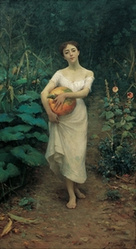 Zonaro, Fausto - Junges Mädchen mit einem Kürbis