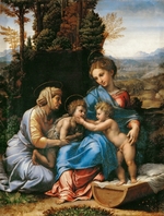 Raffael (Raffaello Sanzio da Urbino) - Die Heilige Familie mit dem Johannesknaben und der heiligen Elisabeth (La Petite Sainte Famille)