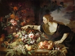 Brueghel, Abraham - Frau mit Blumen und Früchten