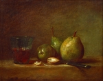 Chardin, Jean-Baptiste Siméon - Birnen, Walnüsse und ein Glas Wein
